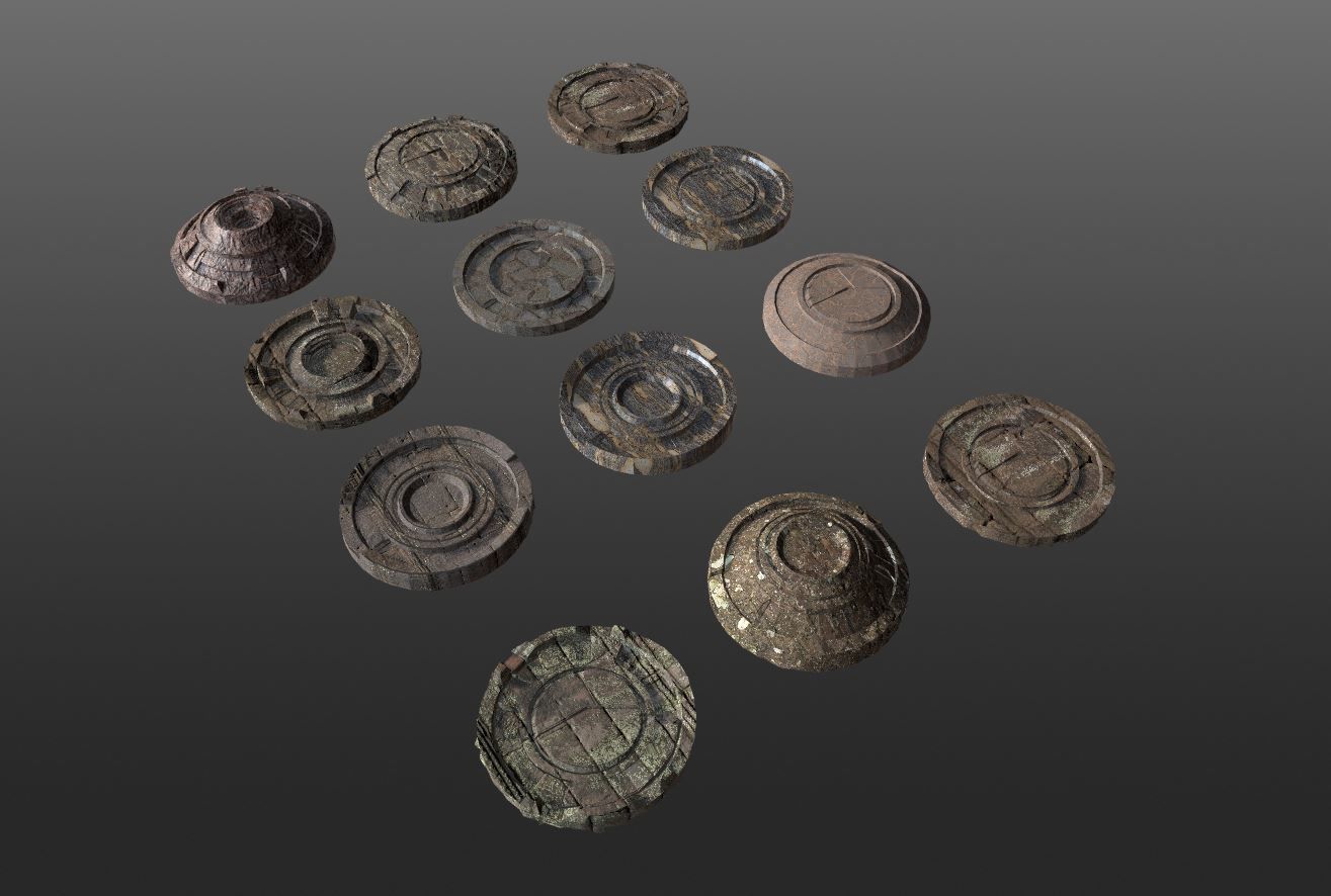 3D ancient stand base KITBASH Low-poly 3D model_11