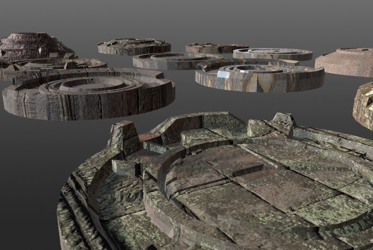 3D ancient stand base KITBASH Low-poly 3D model_3