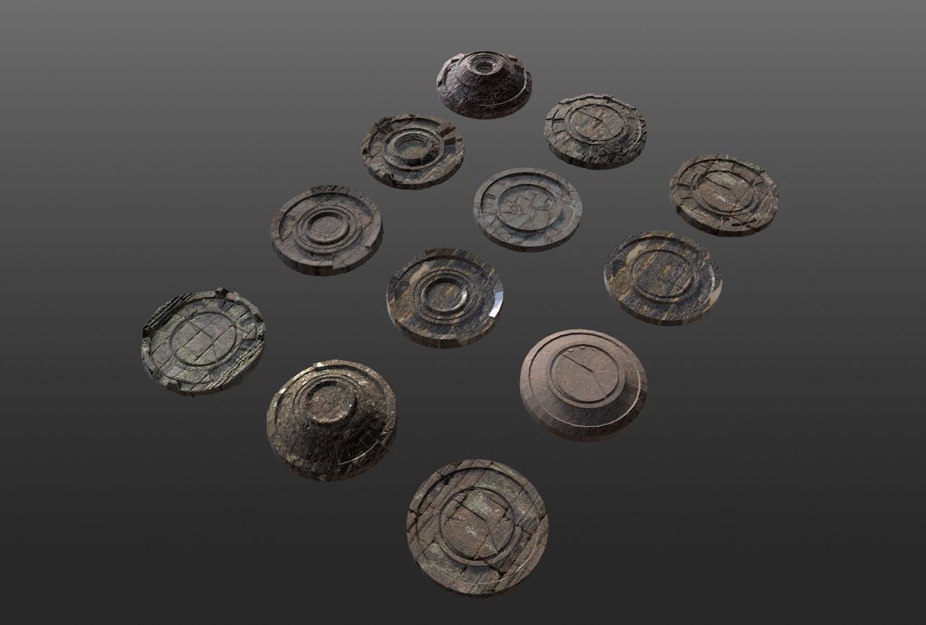 3D ancient stand base KITBASH Low-poly 3D model_8