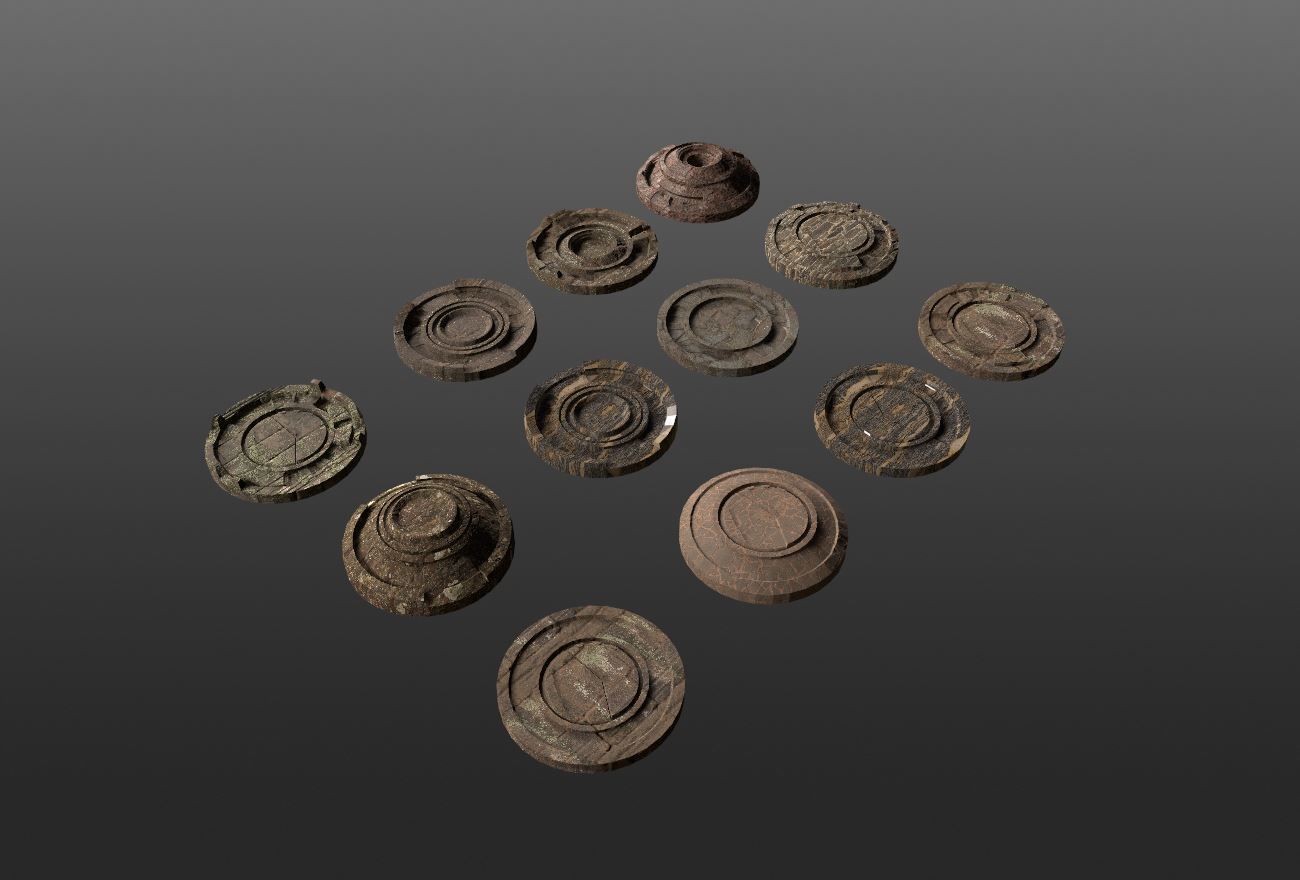 3D ancient stand base KITBASH Low-poly 3D model_36