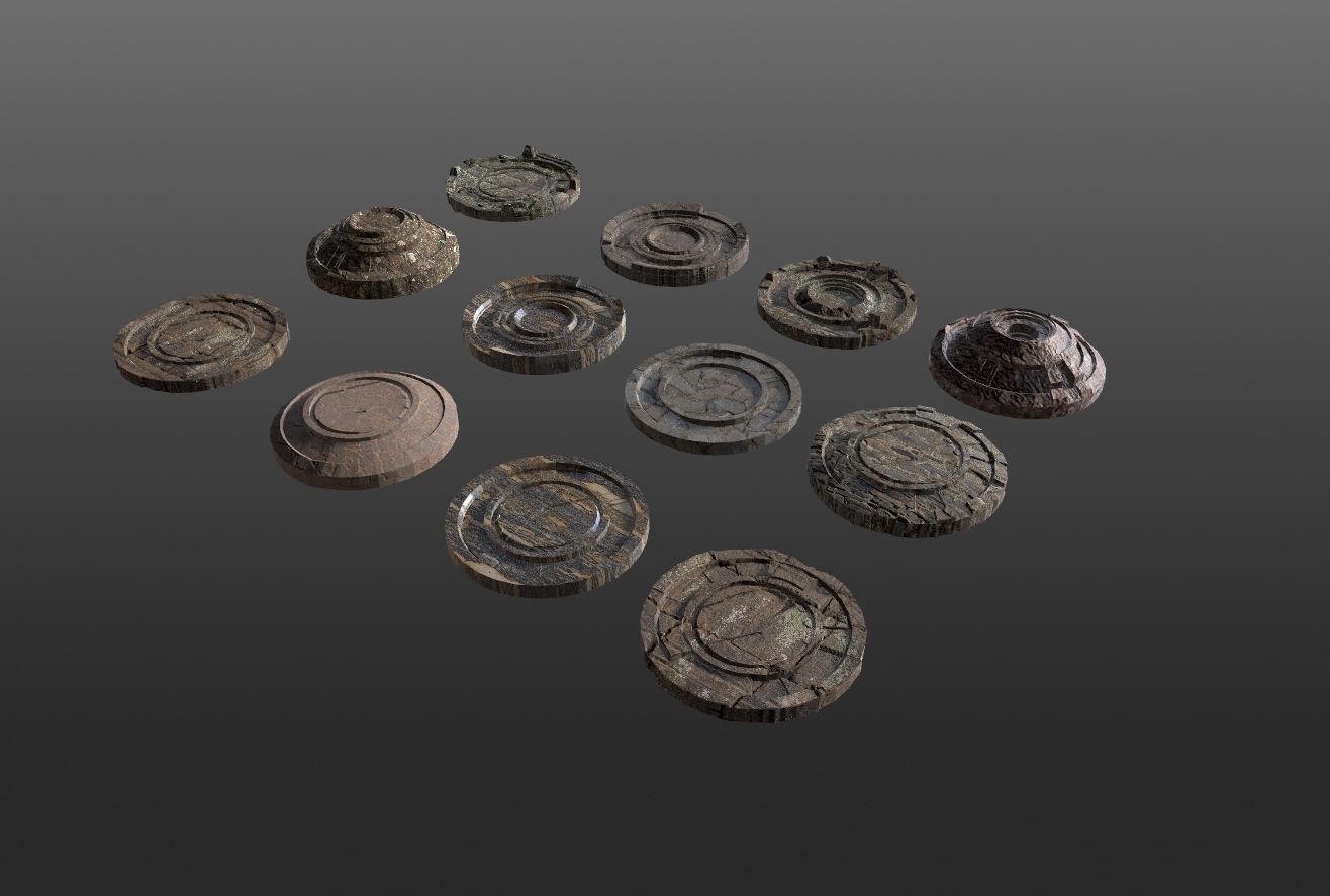 3D ancient stand base KITBASH Low-poly 3D model_19