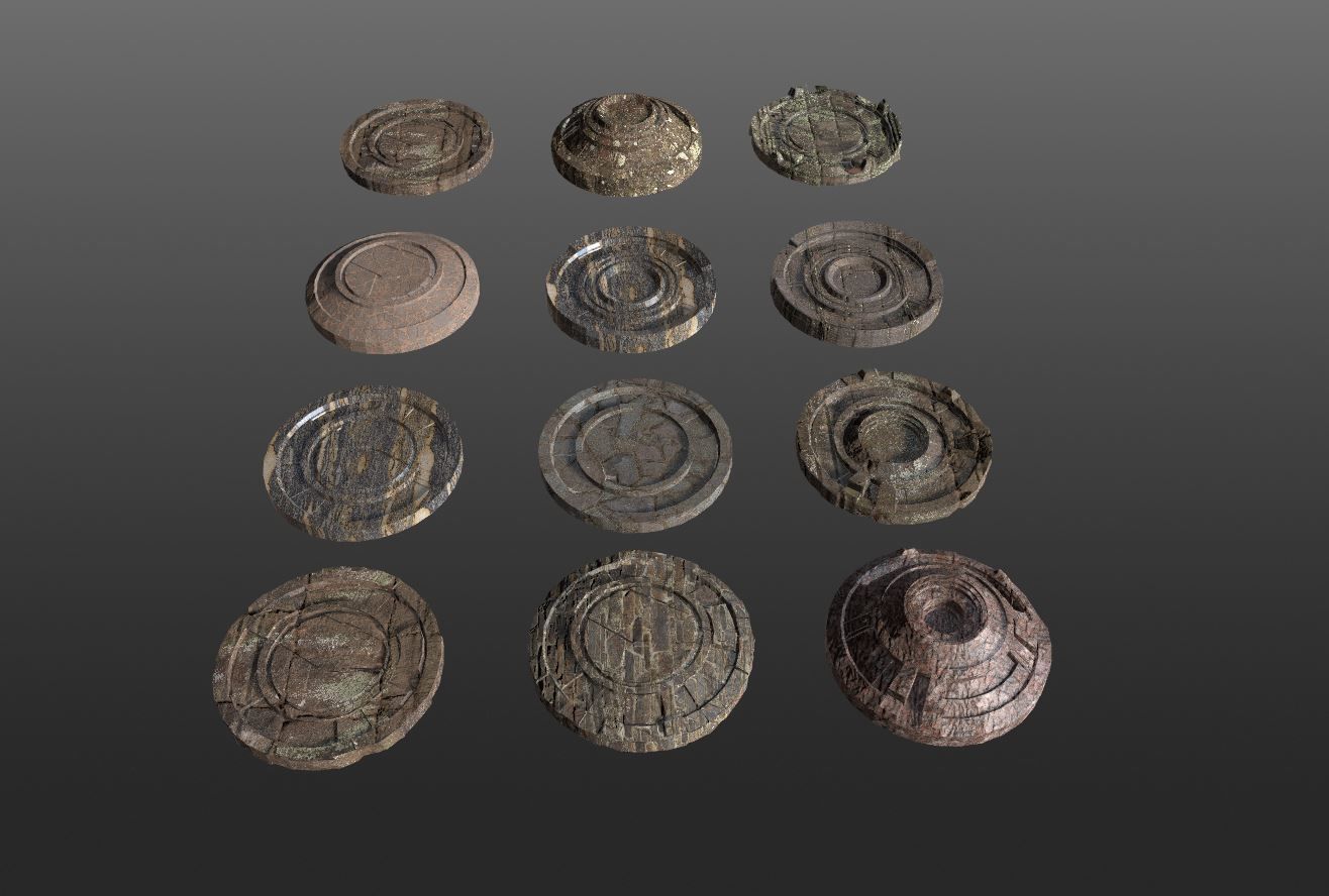 3D ancient stand base KITBASH Low-poly 3D model_17