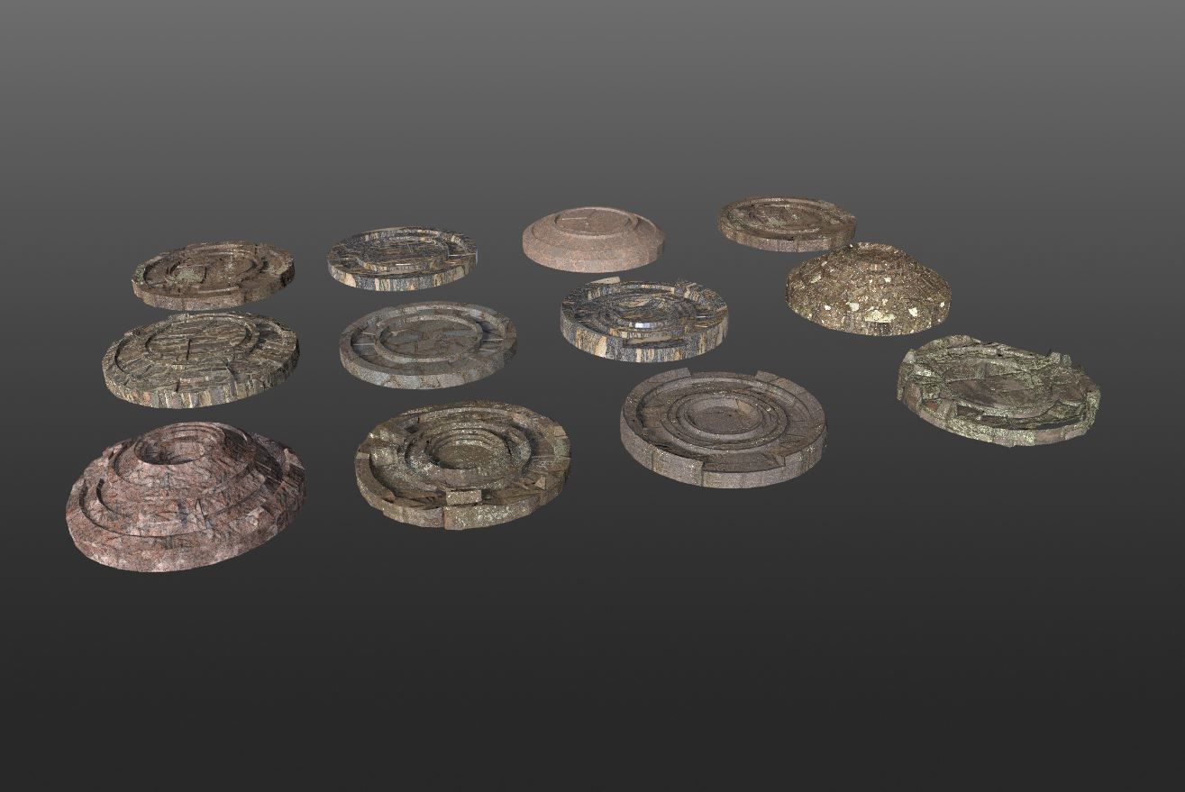 3D ancient stand base KITBASH Low-poly 3D model_21