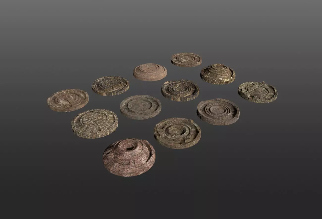 3D ancient stand base KITBASH Low-poly 3D model_0