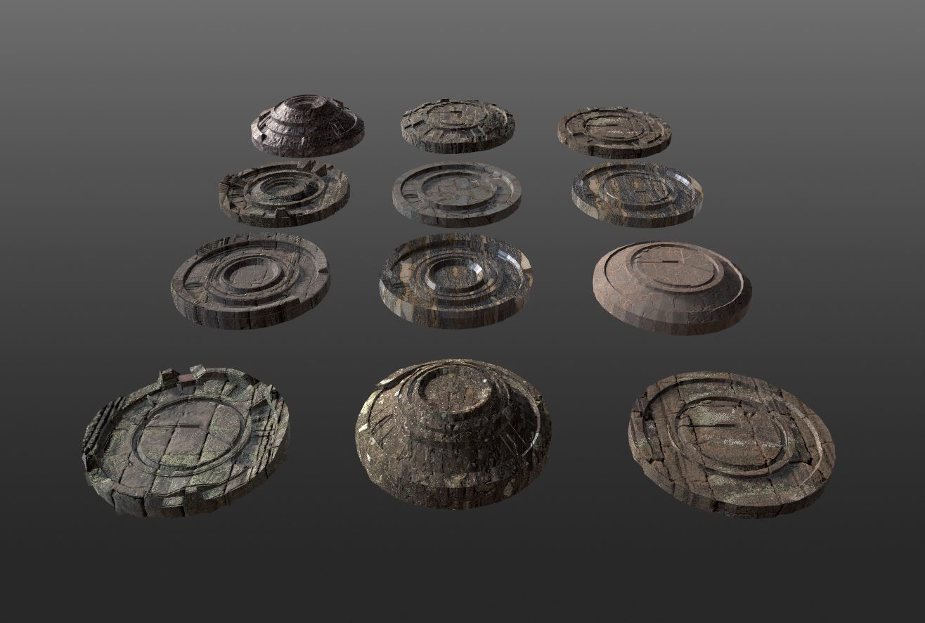 3D ancient stand base KITBASH Low-poly 3D model_30