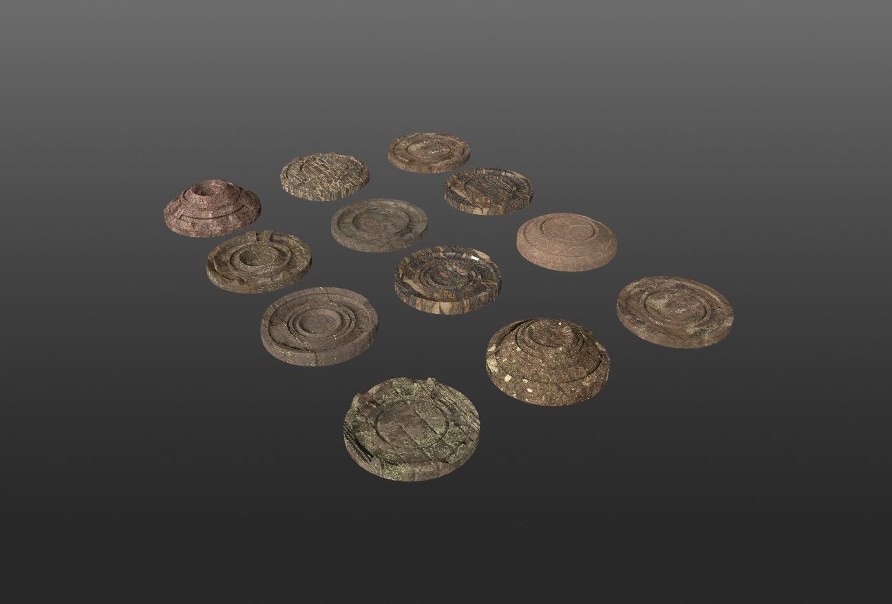 3D ancient stand base KITBASH Low-poly 3D model_33