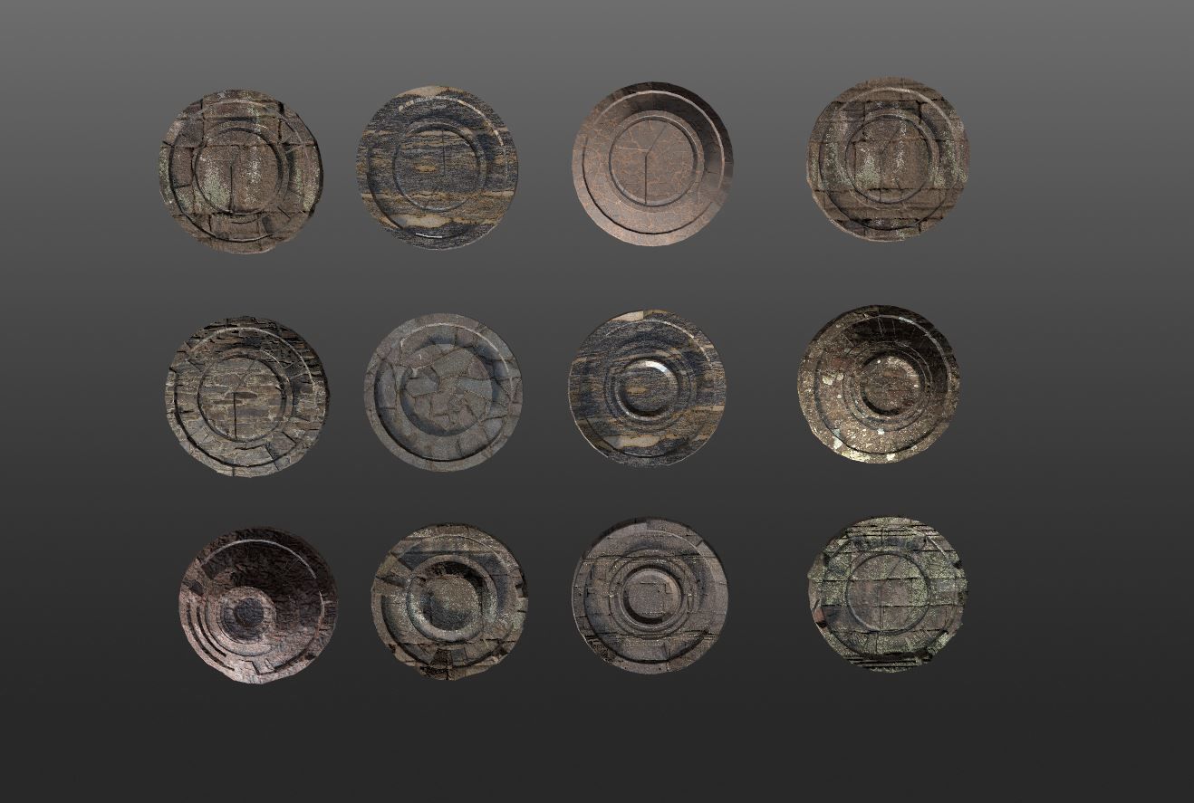 3D ancient stand base KITBASH Low-poly 3D model_13