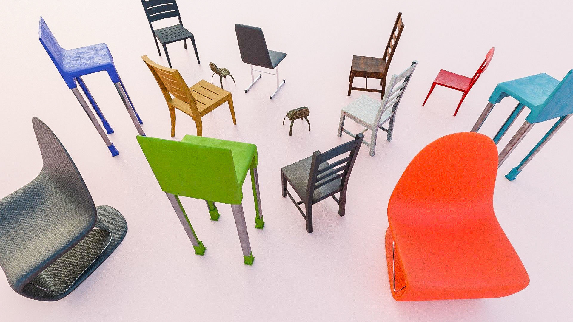 Chair 3D Model Collection Low-poly 3D model_2