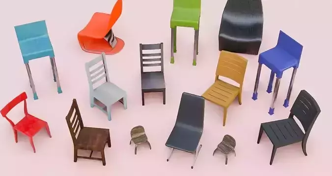 Chair 3D Model Collection Low-poly 3D model