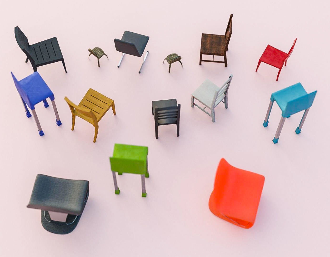 Chair 3D Model Collection Low-poly 3D model_6