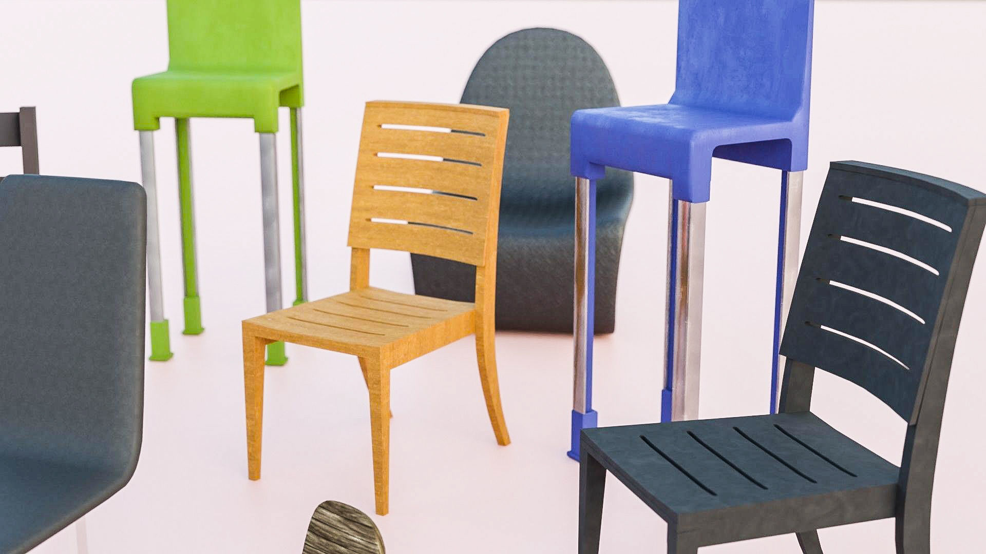 Chair 3D Model Collection Low-poly 3D model_3