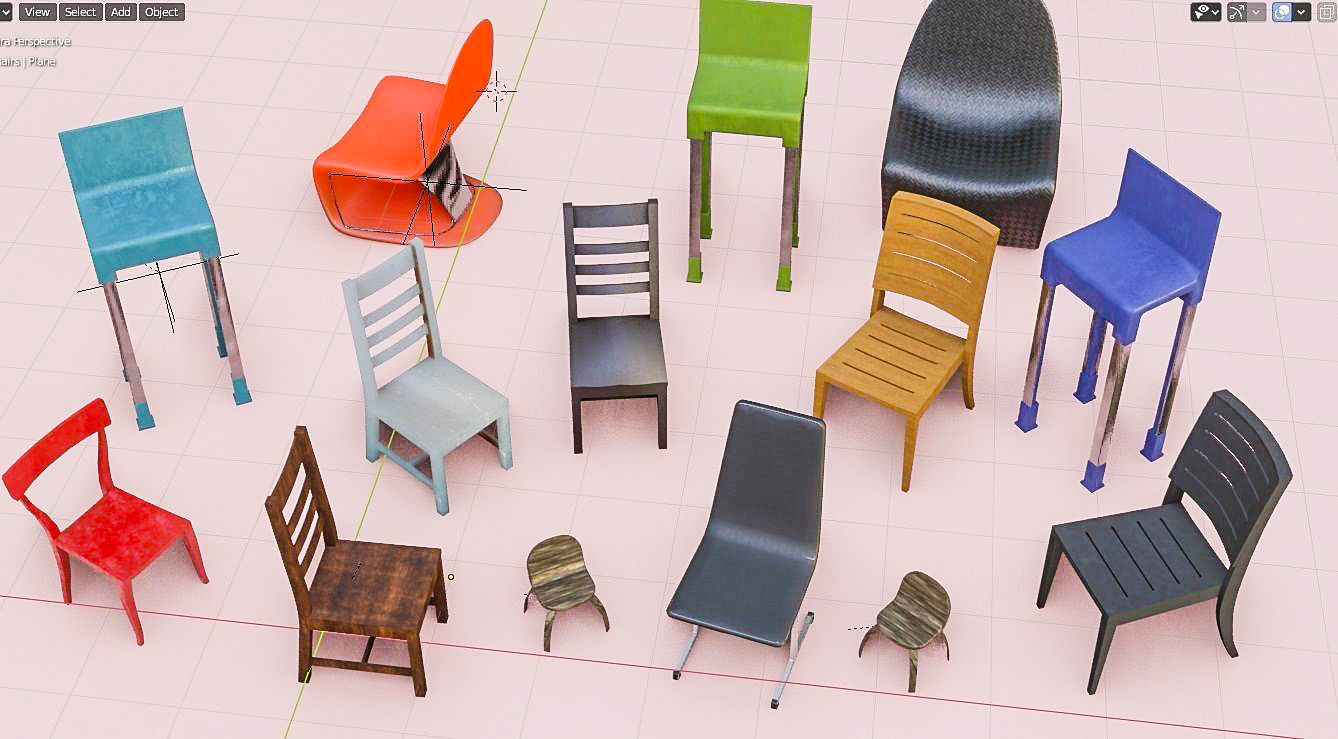 Chair 3D Model Collection Low-poly 3D model_5