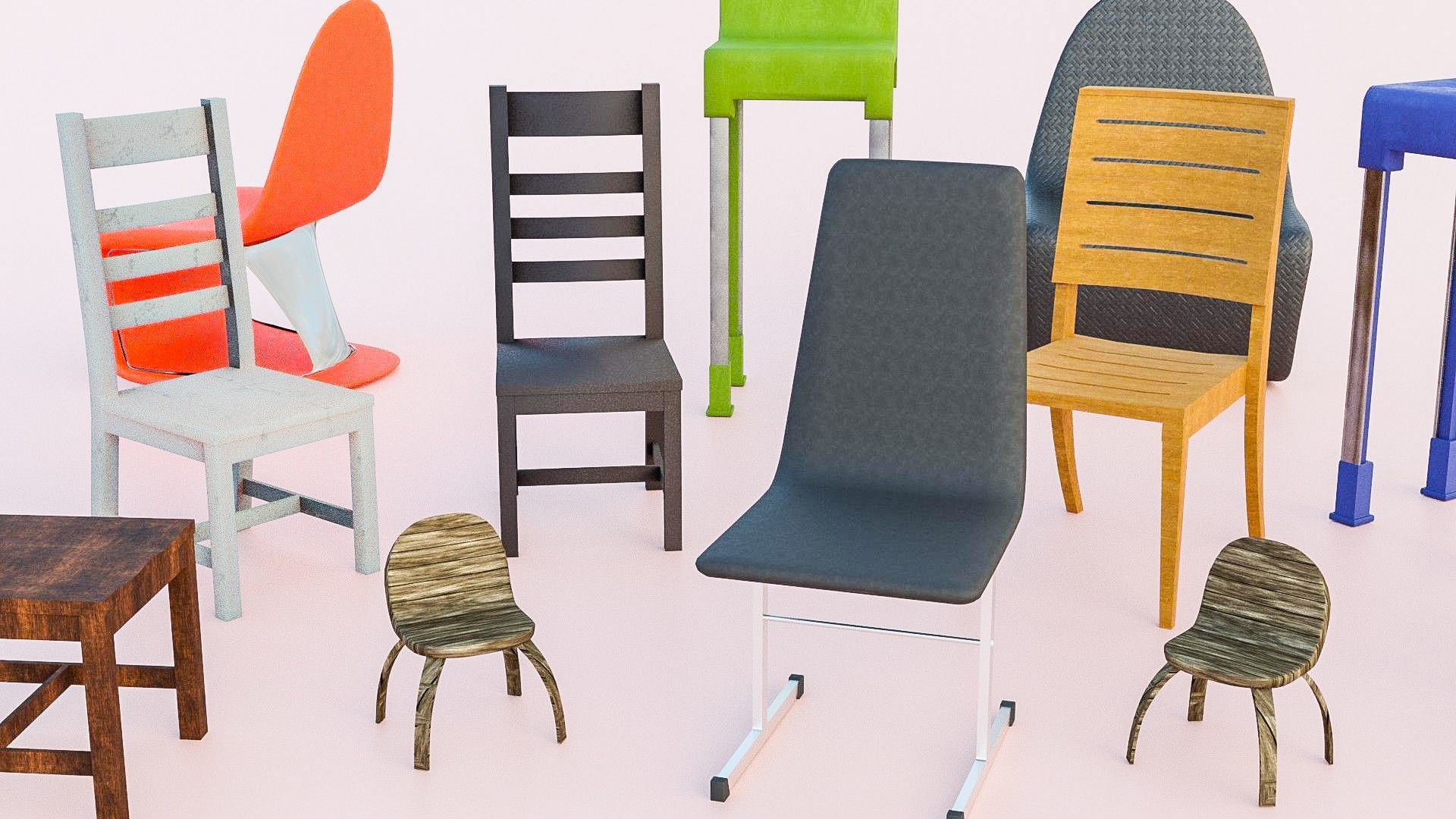 Chair 3D Model Collection Low-poly 3D model_9
