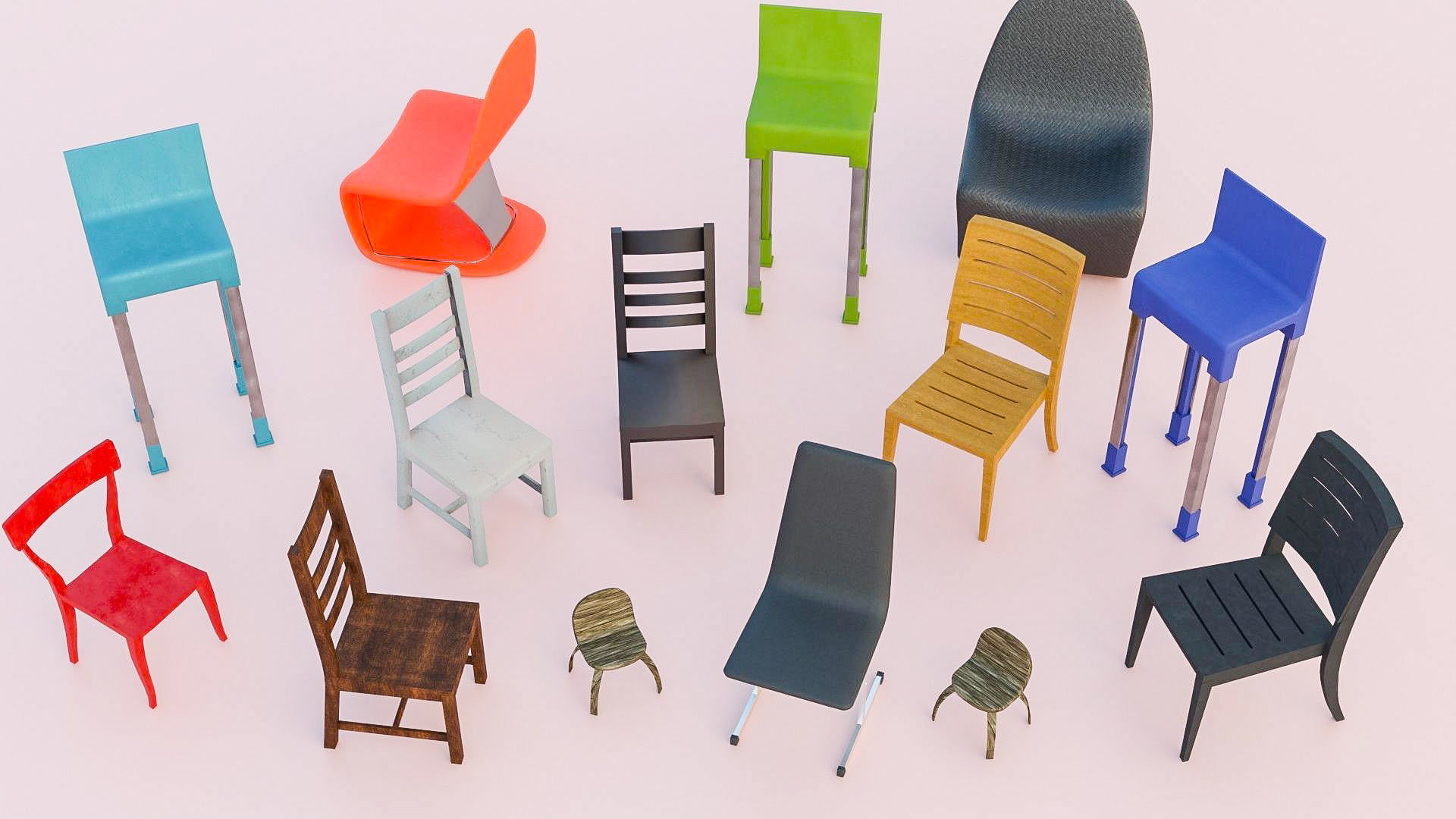 Chair 3D Model Collection Low-poly 3D model_7