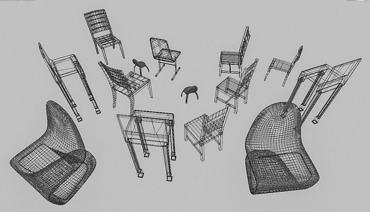 Chair 3D Model Collection Low-poly 3D model_1