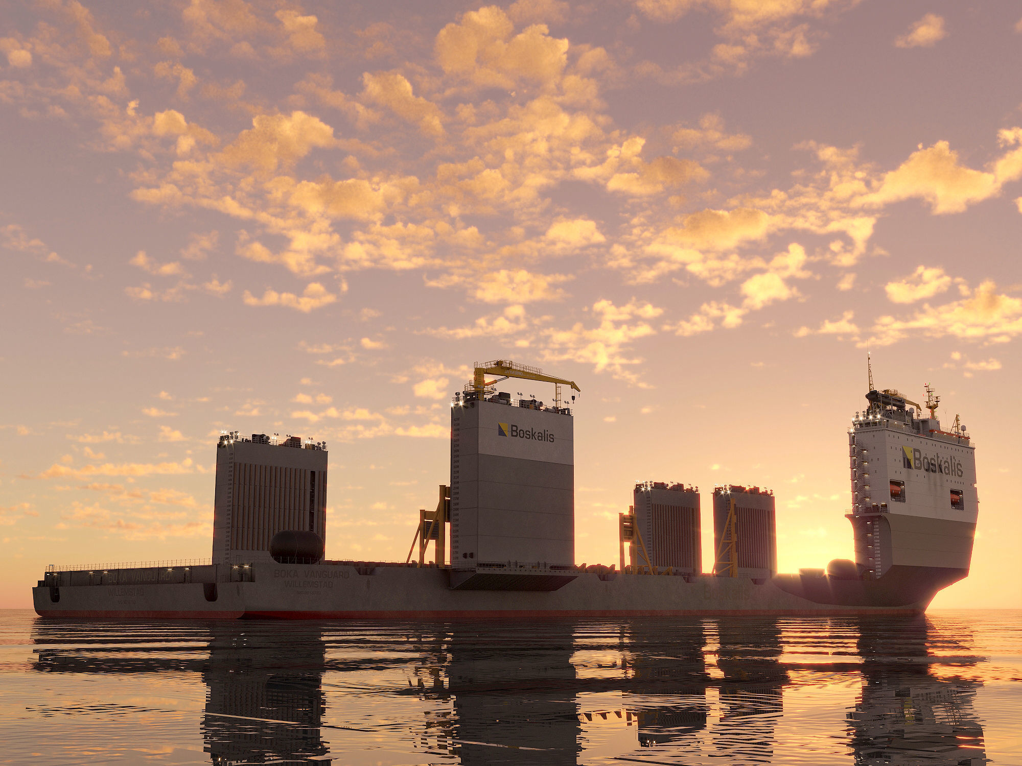 Heavy transport vessel grey 3D model_2