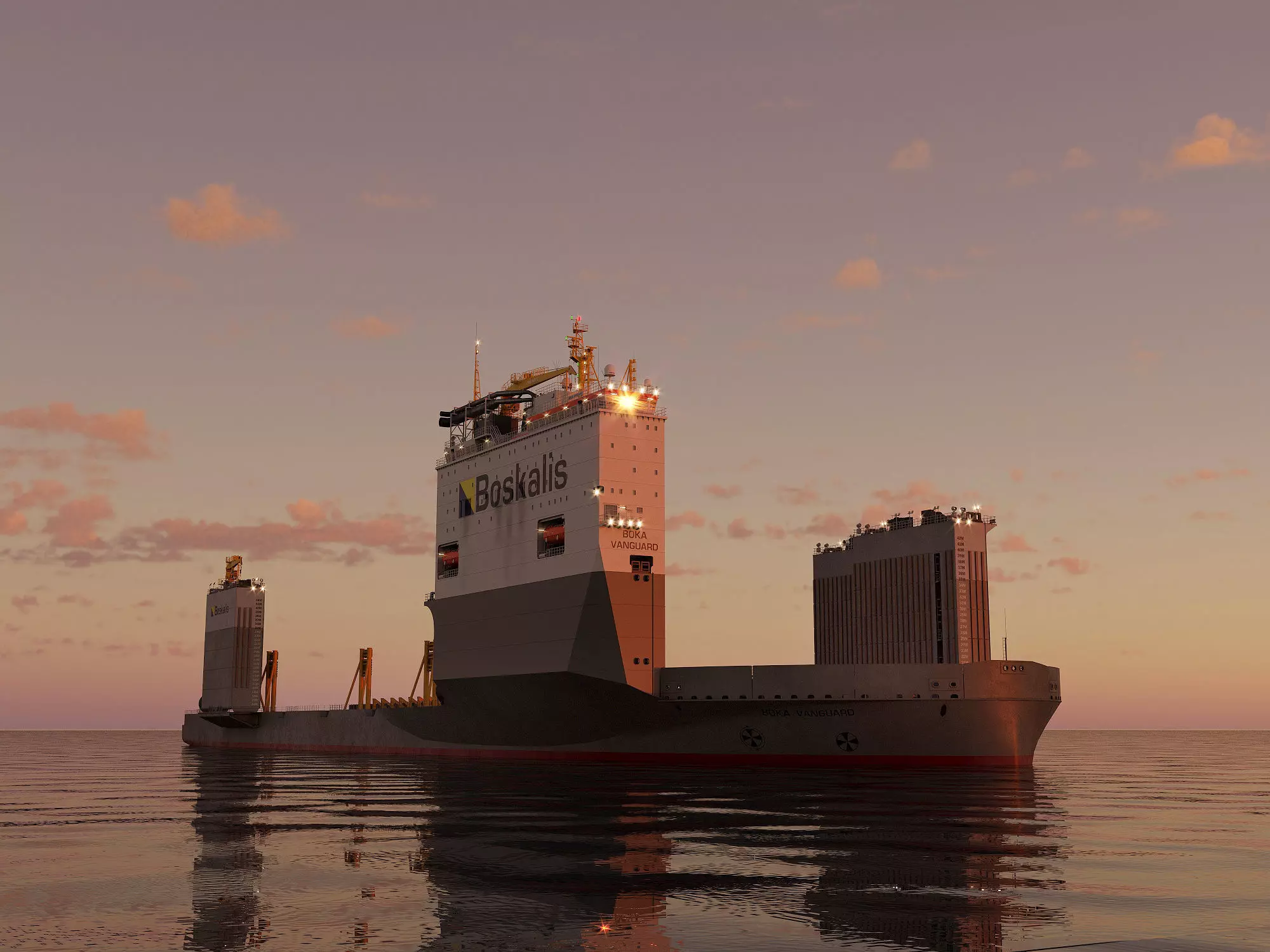 Heavy transport vessel grey 3D model_0