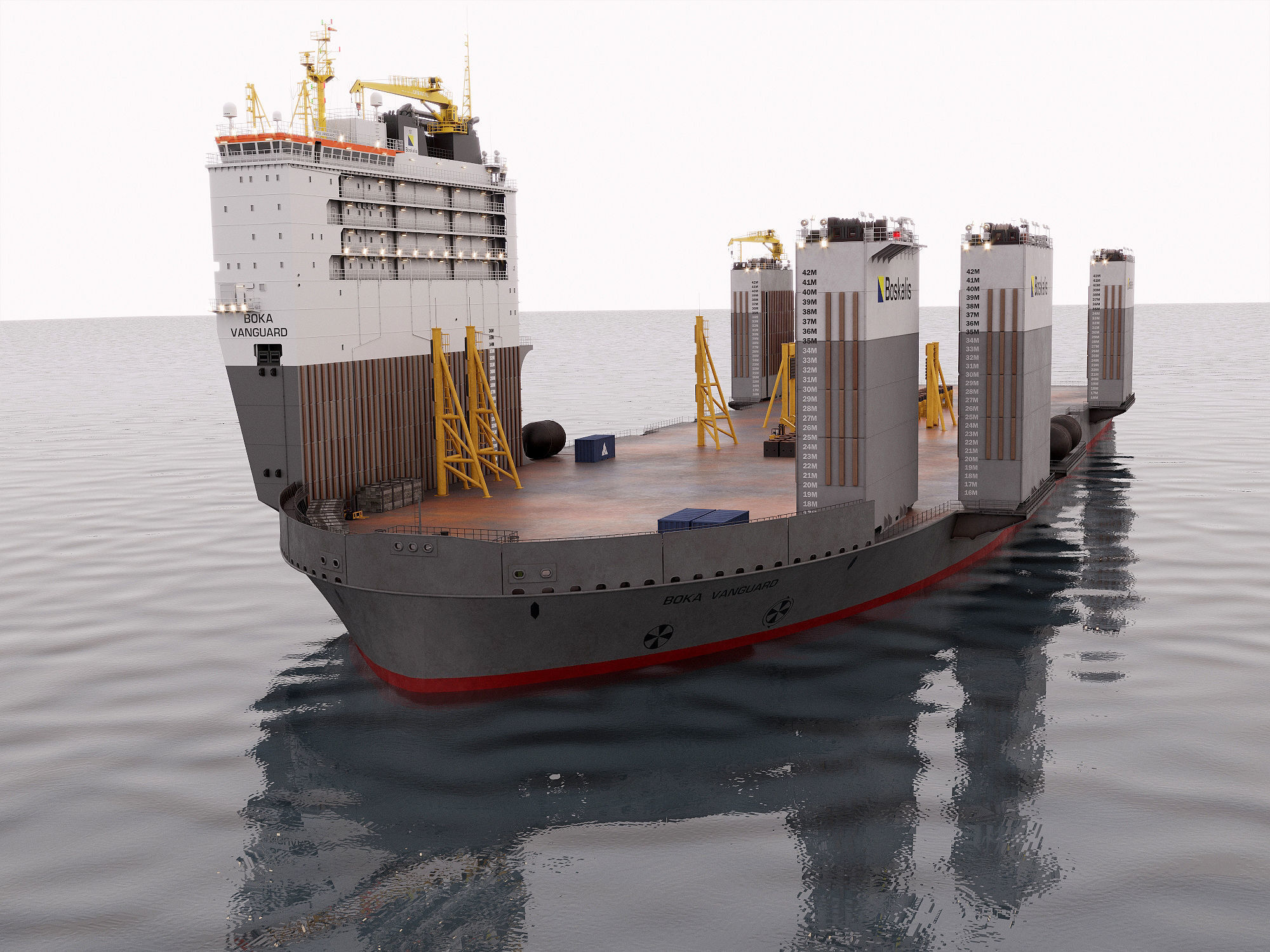 Heavy transport vessel grey 3D model_3