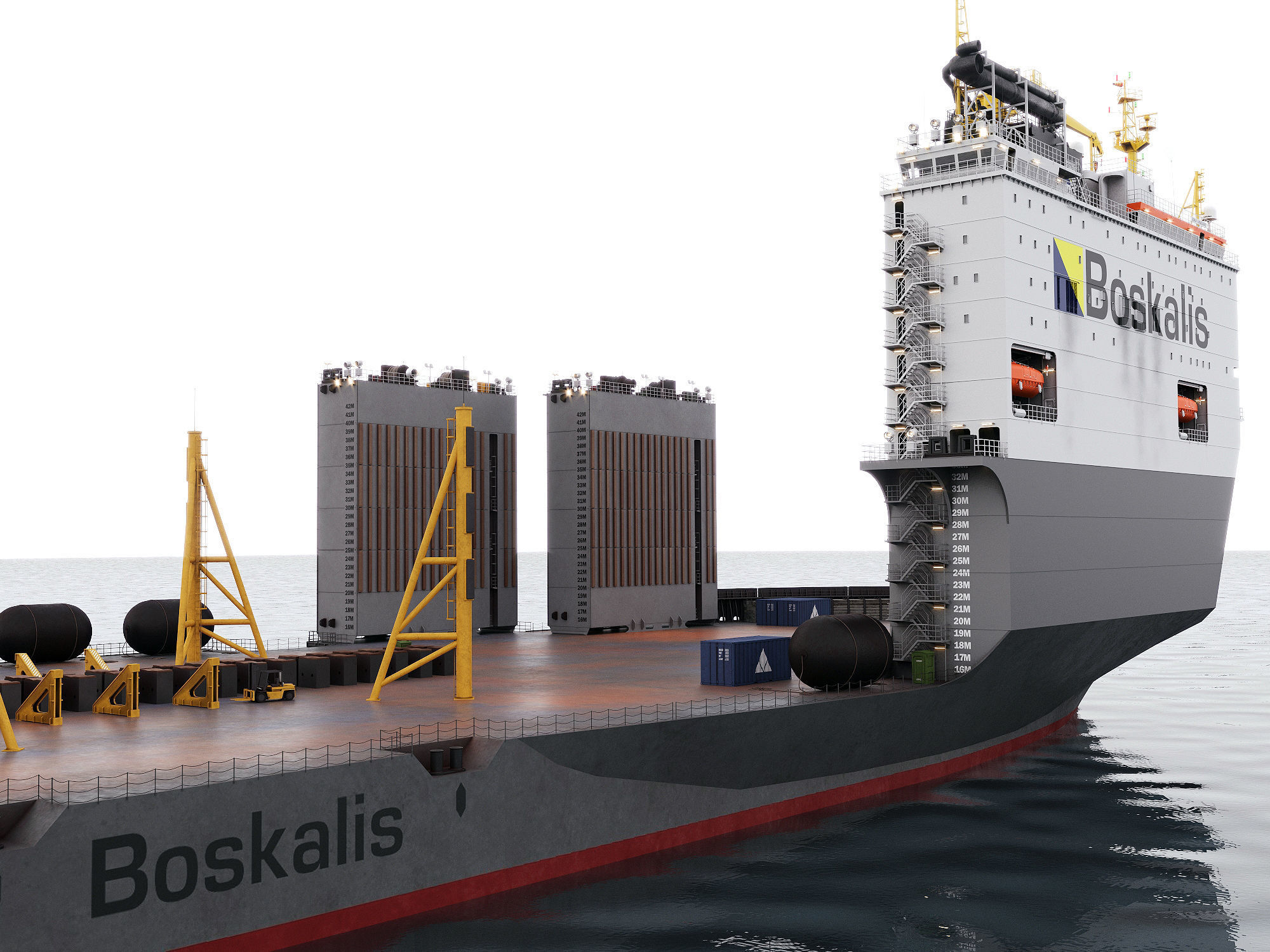 Heavy transport vessel grey 3D model_6