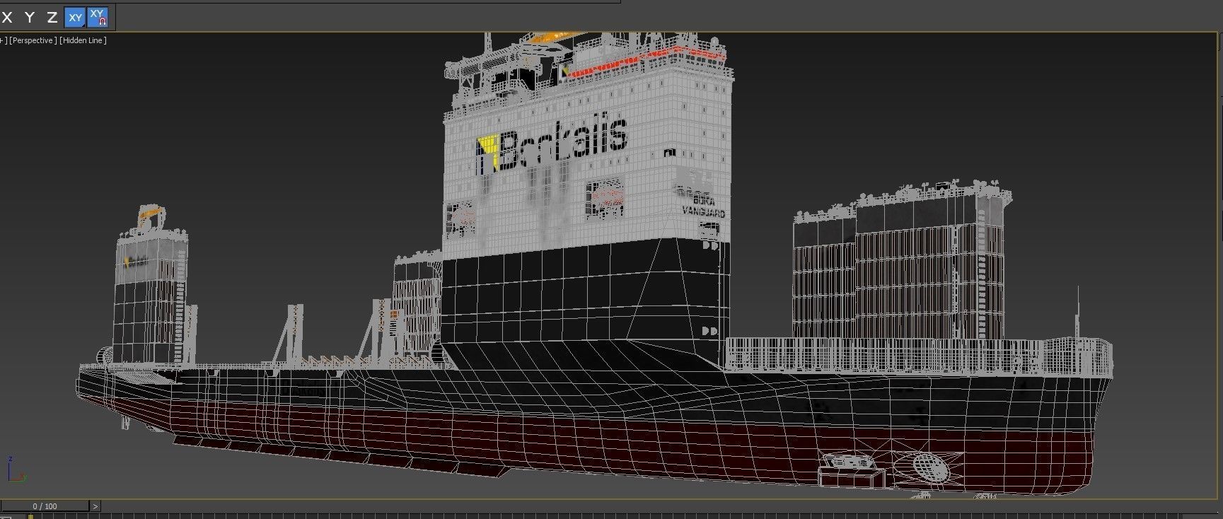 Heavy transport vessel grey 3D model_1