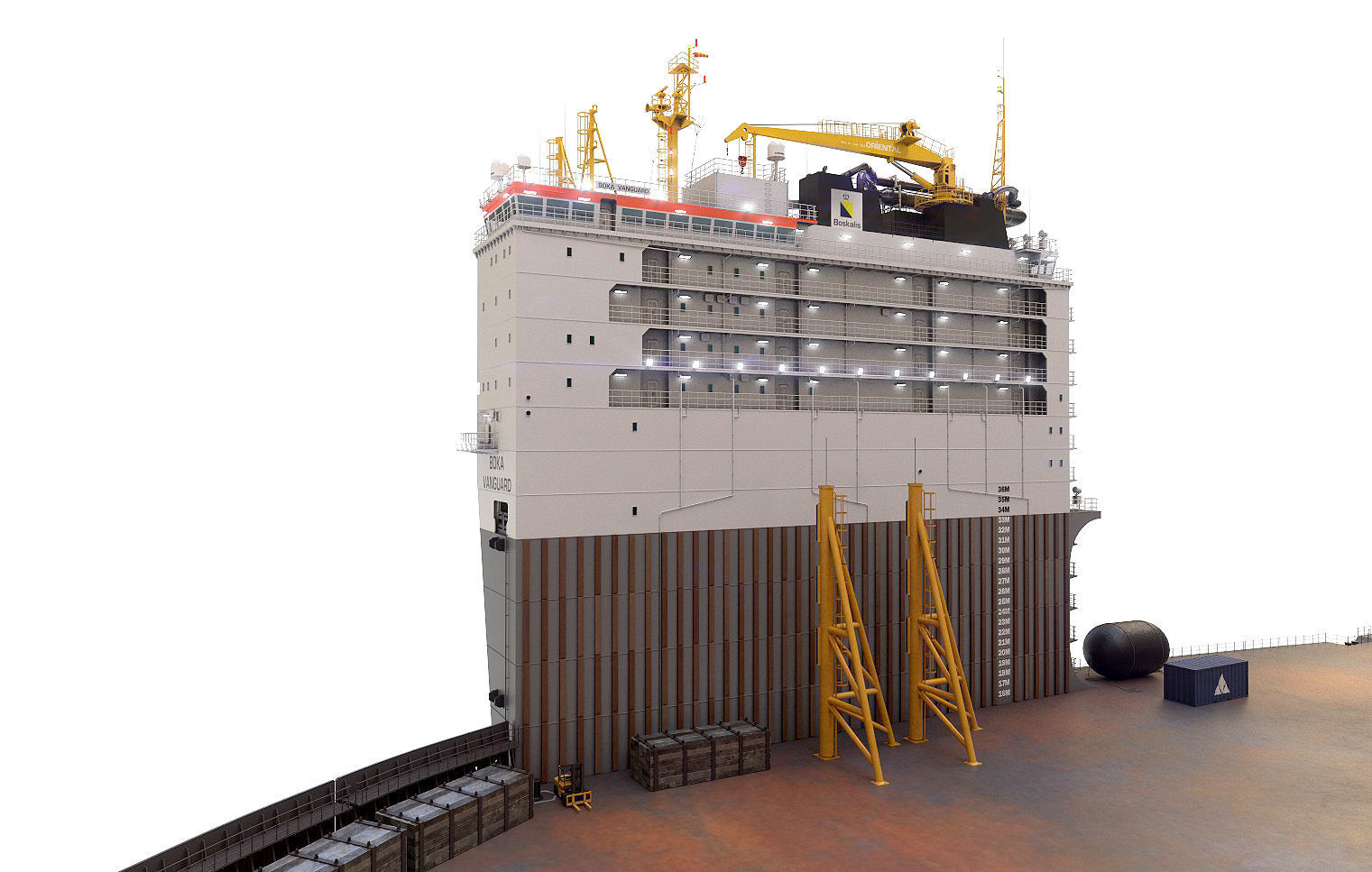 Heavy transport vessel grey 3D model_8