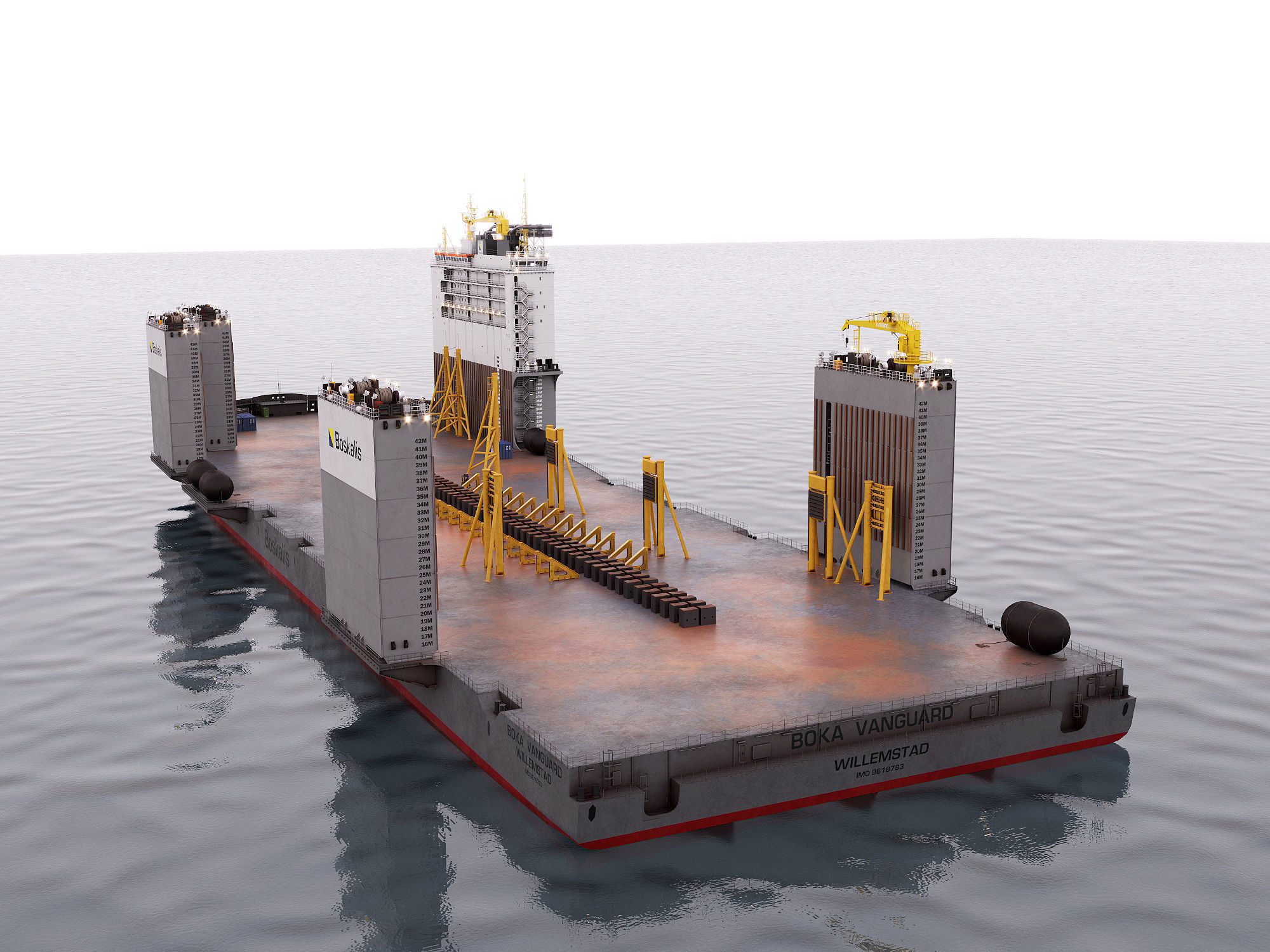 Heavy transport vessel grey 3D model_4