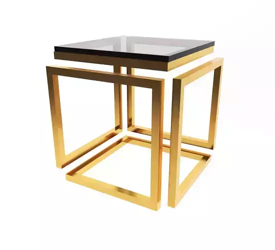 table gold side with glass top