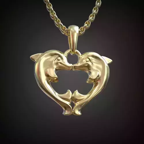 Pendant Dolphins Kissing Heart  3D print model