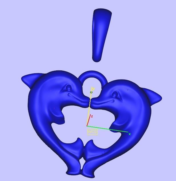 Pendant Dolphins Kissing Heart  3D print model_2
