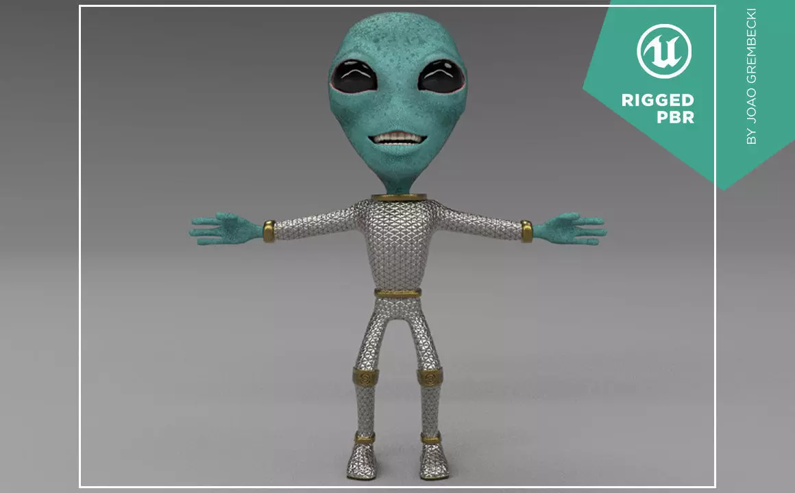 Alien Cartoon Low-poly 3D model_0
