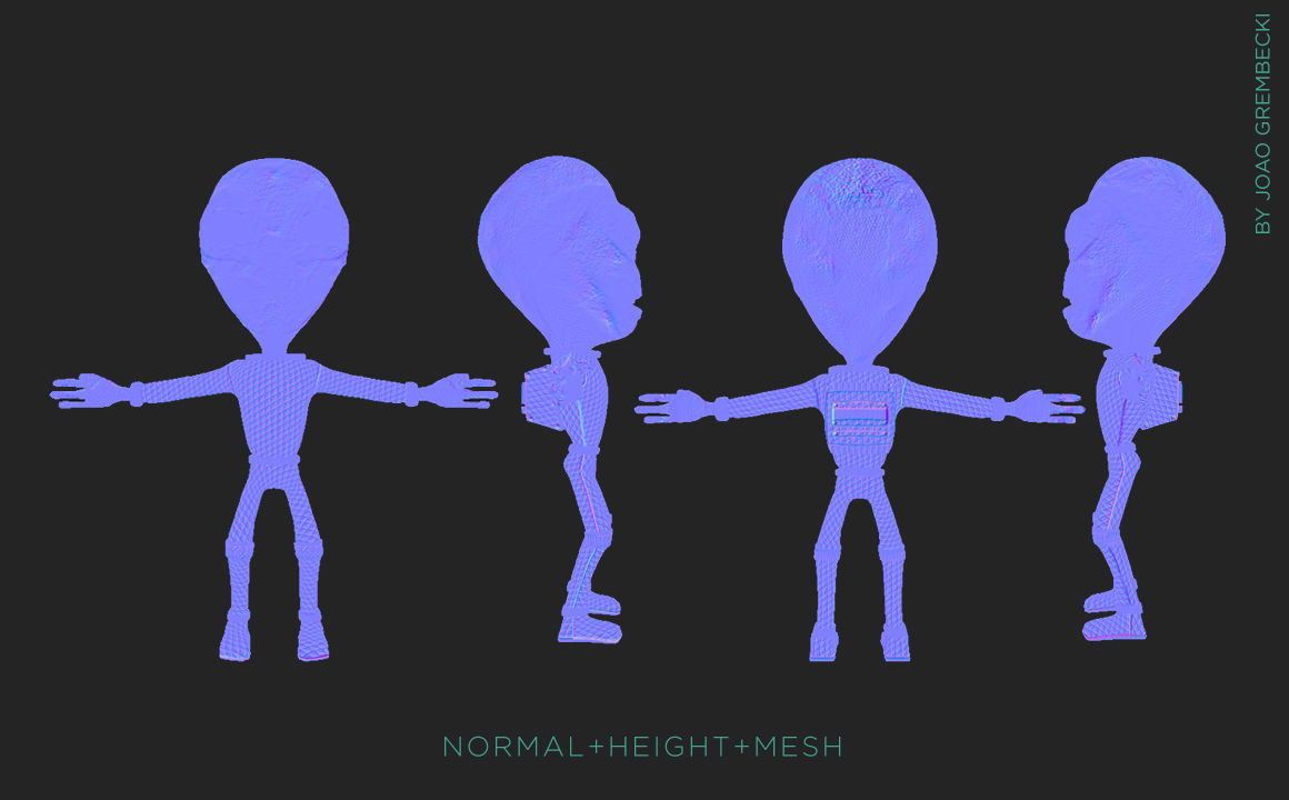 Alien Cartoon Low-poly 3D model_10