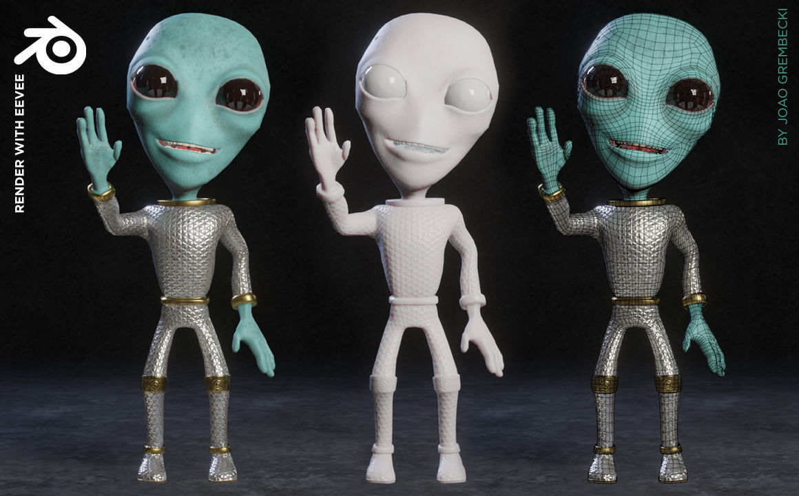 Alien Cartoon Low-poly 3D model_11