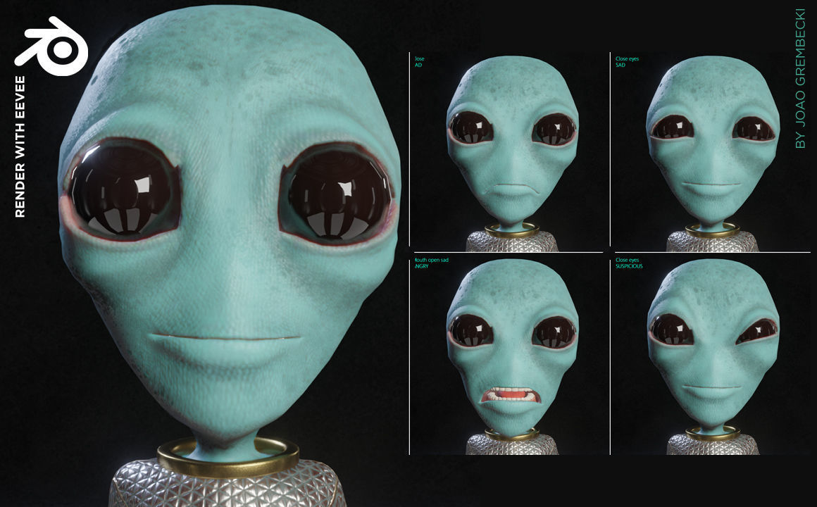 Alien Cartoon Low-poly 3D model_12