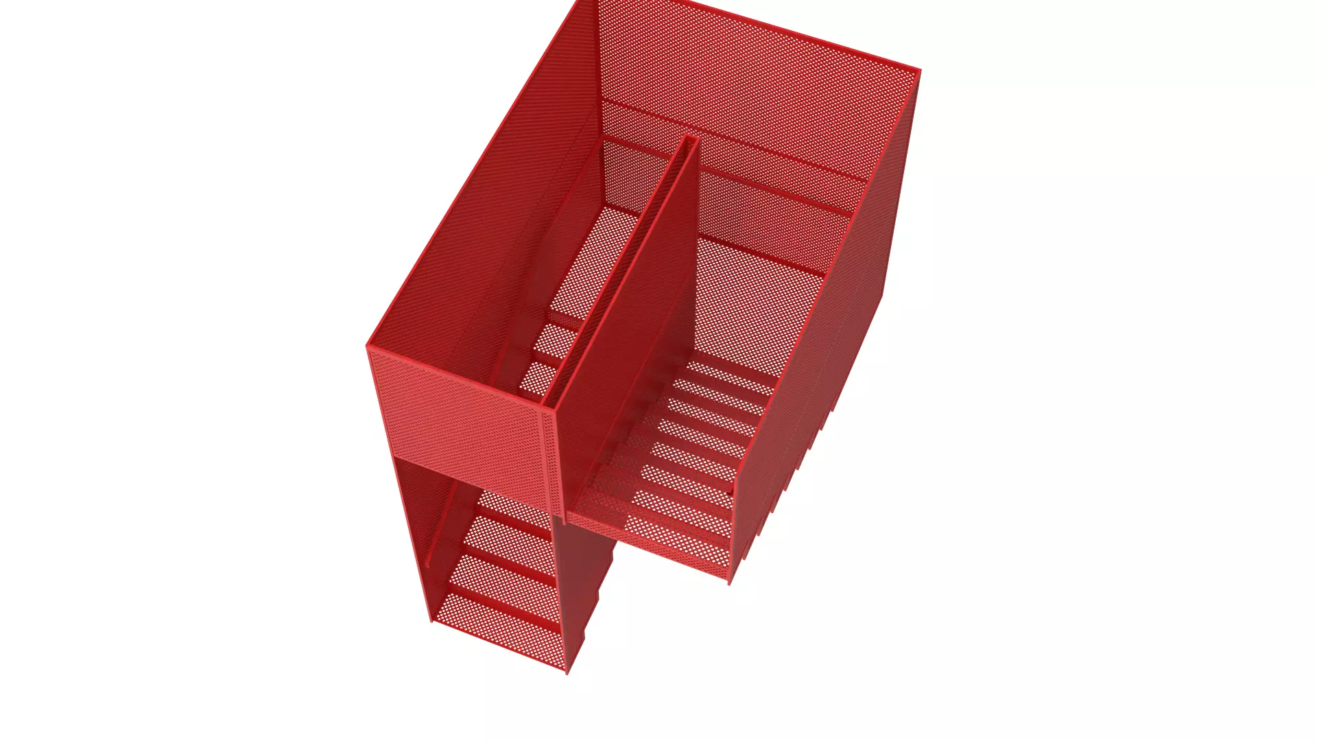 Hanging Red Staircase Low-poly 3D model_2