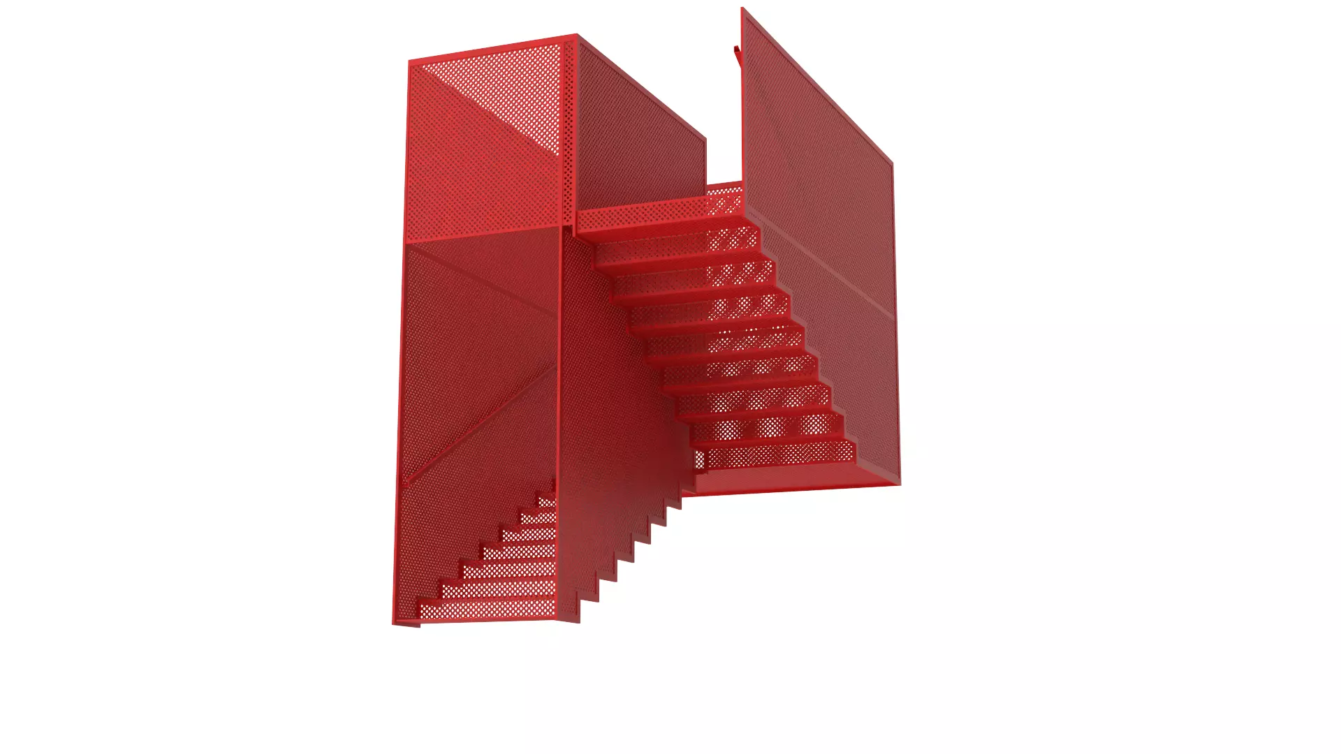 Hanging Red Staircase Low-poly 3D model_4