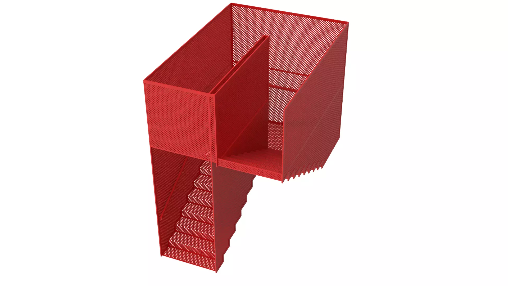 Hanging Red Staircase Low-poly 3D model_3