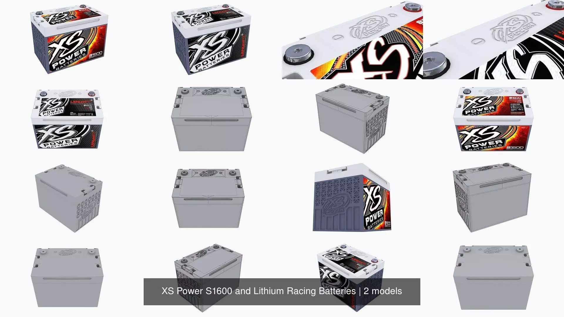 XS Power S1600 and Lithium Racing Batteries 3D Model Collection_1