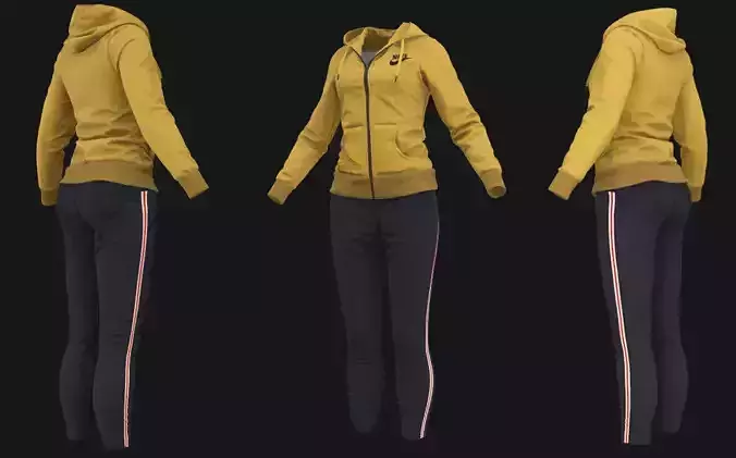 Women Hoody with Jeans 3D model