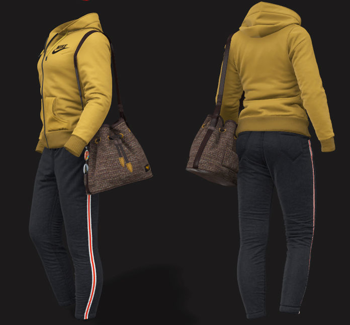 Women Hoody with Jeans 3D model_4