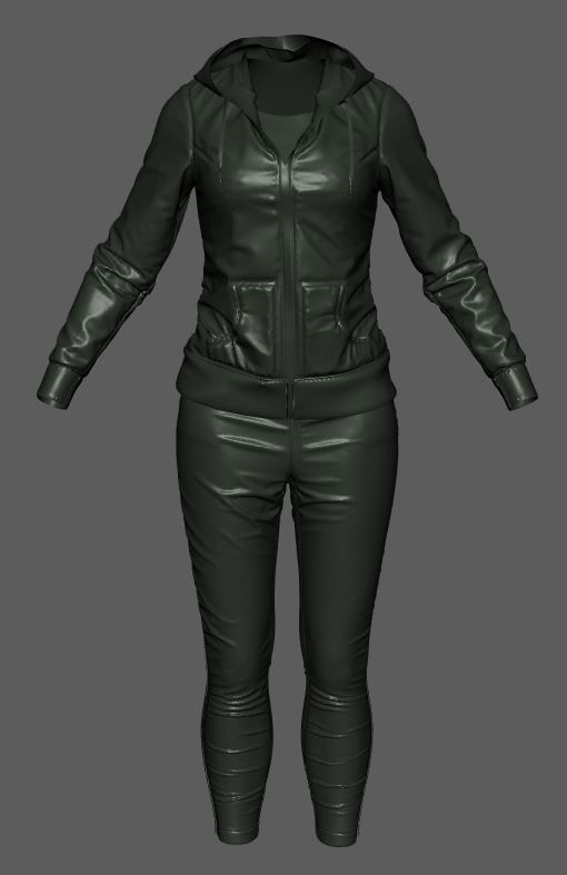 Women Hoody with Jeans 3D model_7