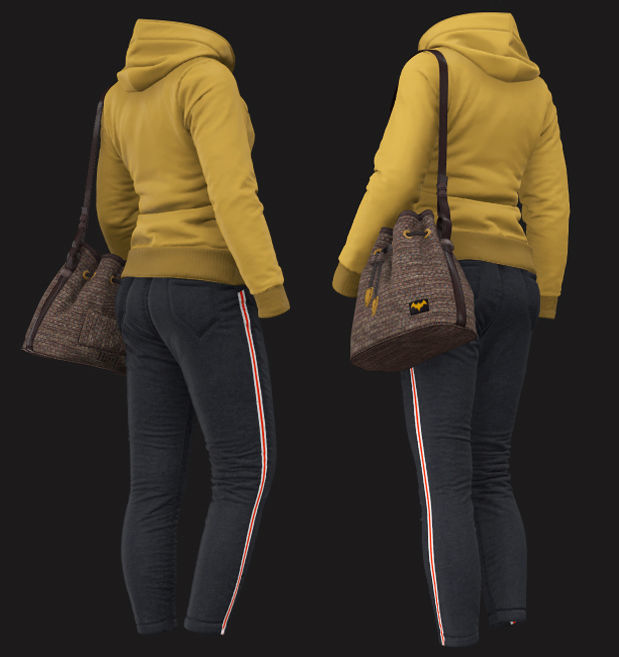 Women Hoody with Jeans 3D model_2