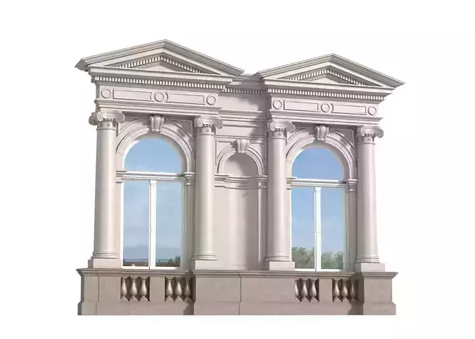 Classic facade with pediment 3D model