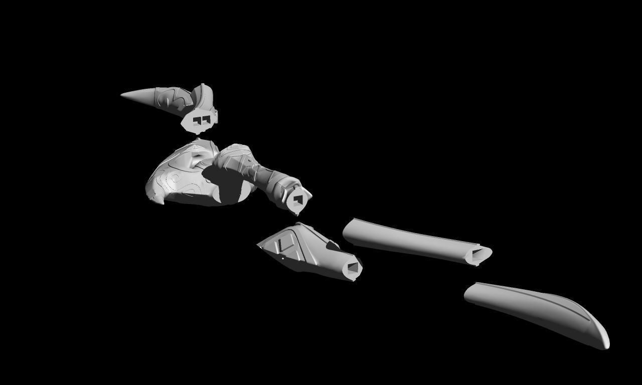 Genshin Impact Bow Prototype Crescent 3D model 3D printable CGTrader