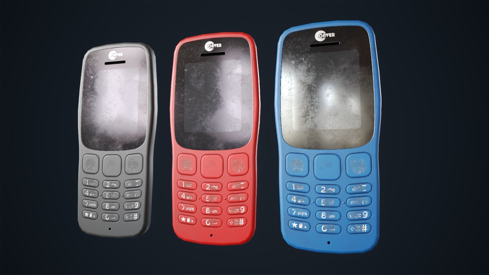 Old Mobile phone Low-poly 3D model_4