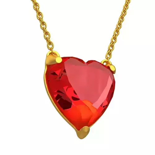 GEMSTONE HEART Red PENDANT NECKLACE