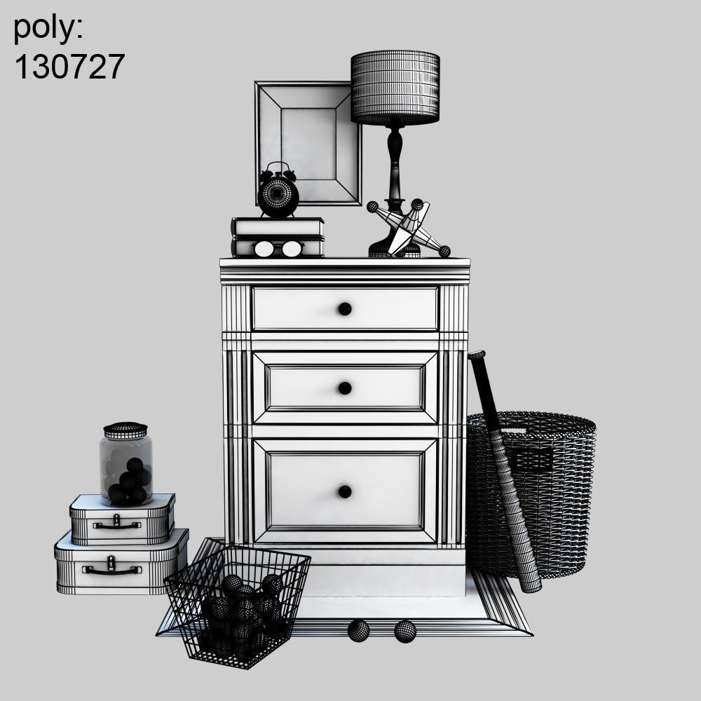 Livingston Single two-Drawer Lateral File Cabinet 3D model_1