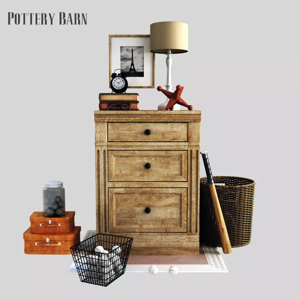 Livingston Single two-Drawer Lateral File Cabinet 3D model_0