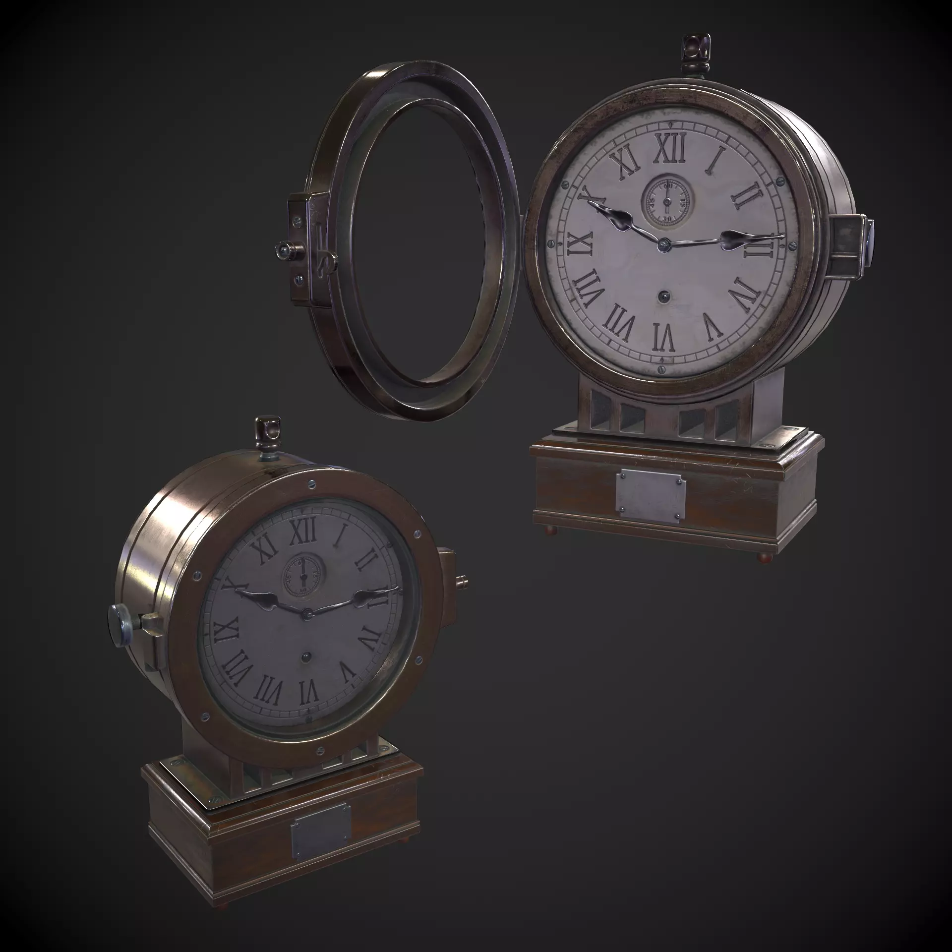 Vintage Clock Low-poly 3D model_0