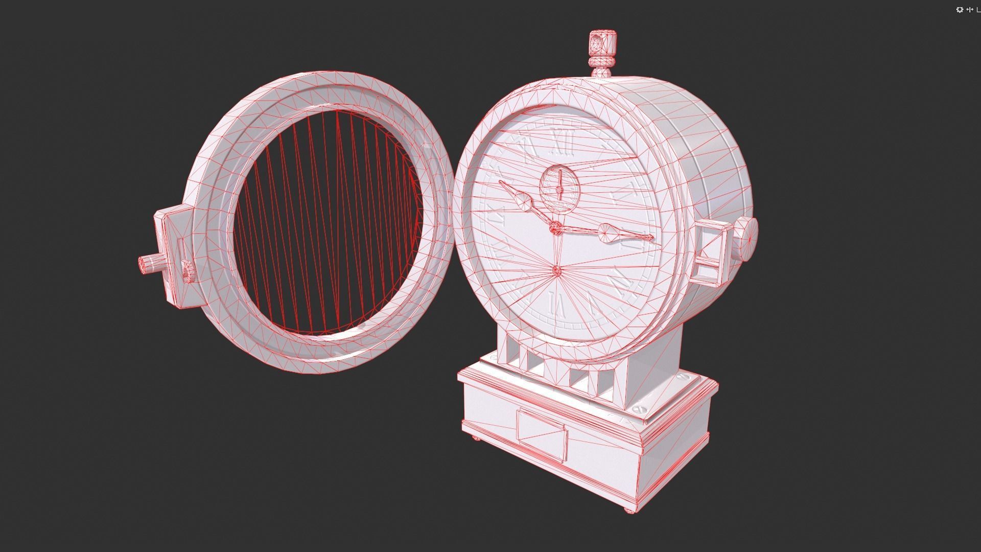 Vintage Clock Low-poly 3D model_4