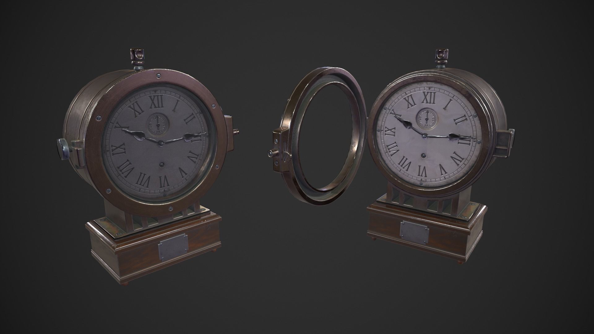 Vintage Clock Low-poly 3D model_9